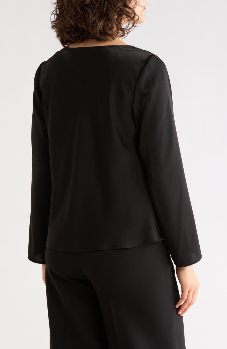 Gemma + Jane Cowl Neck Long Sleeve Satin Top, Alternate, color, Black
