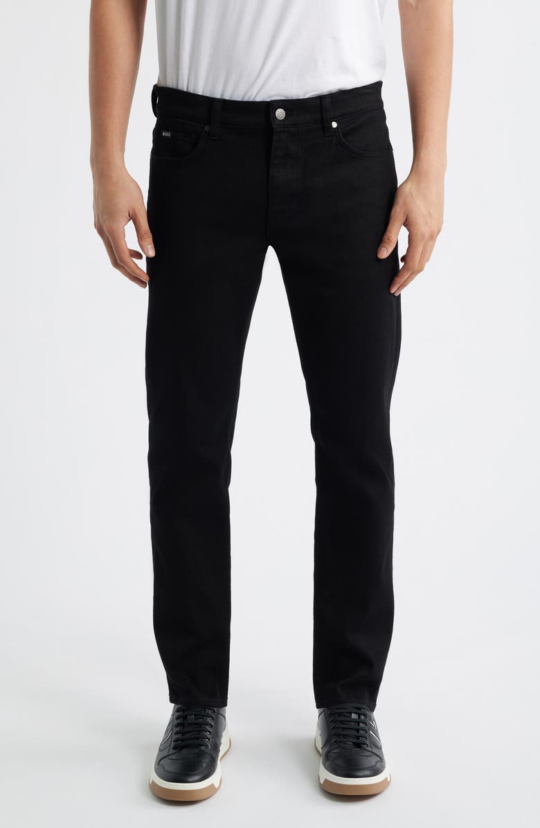 BOSS Delaware Slim Fit Jeans, Main, color, Blk