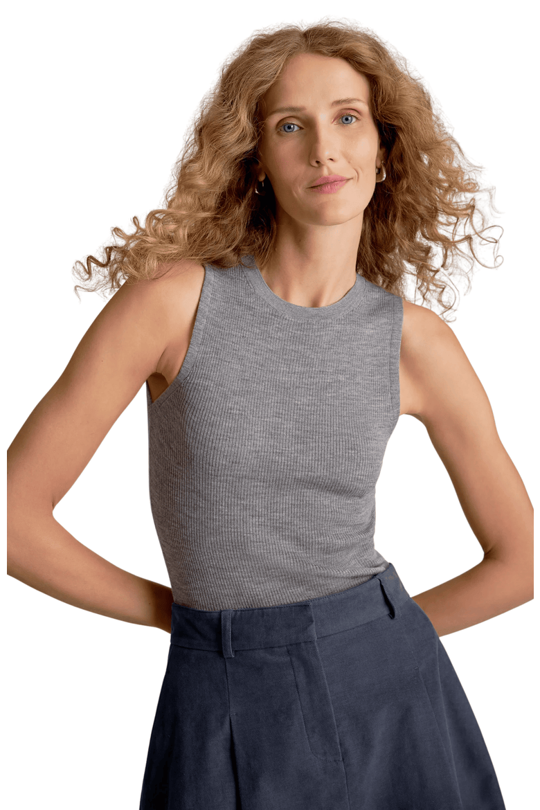 Trina Top - Ribbed Merino, Main, color, Gray Melange