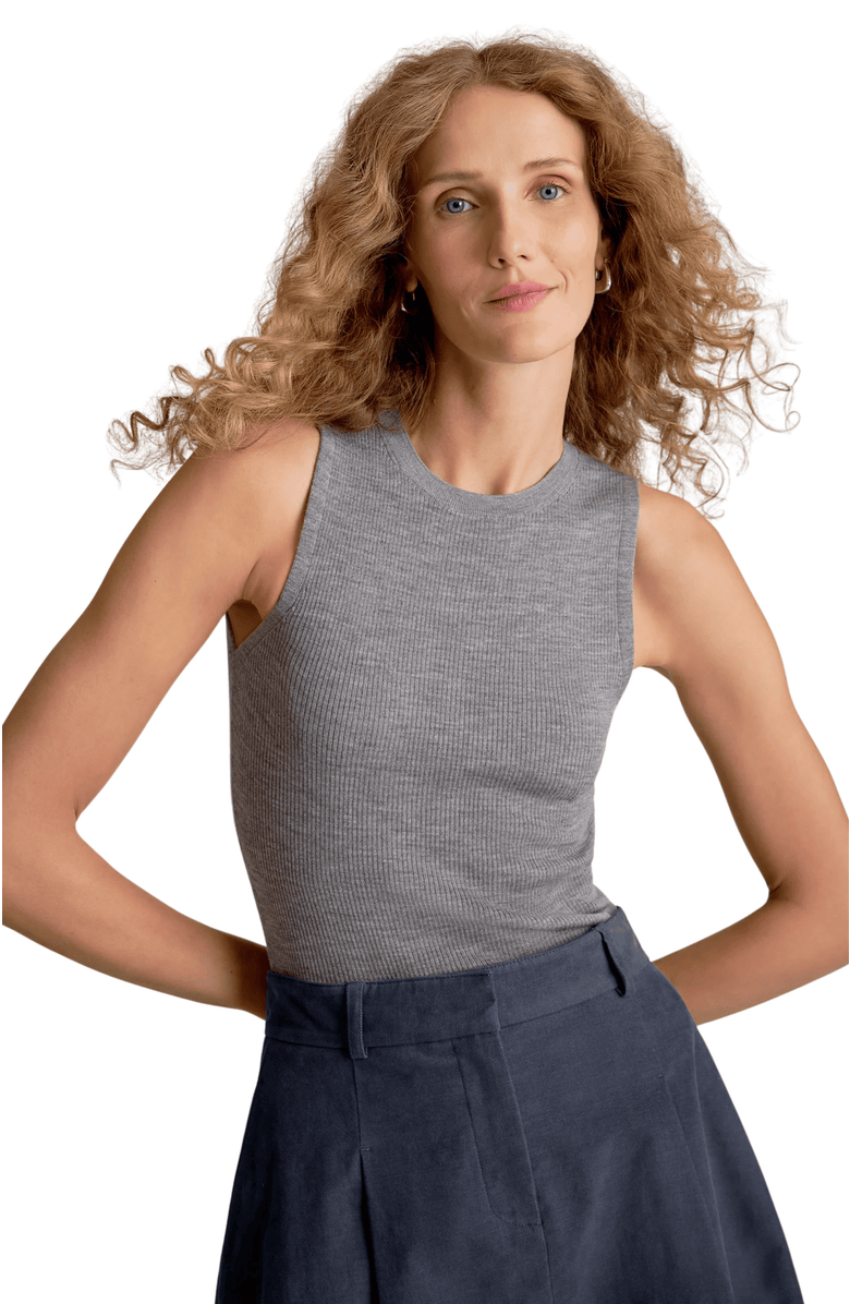 M.M.LaFleur Trina Top - Ribbed Merino, Main, color, Gray Melange