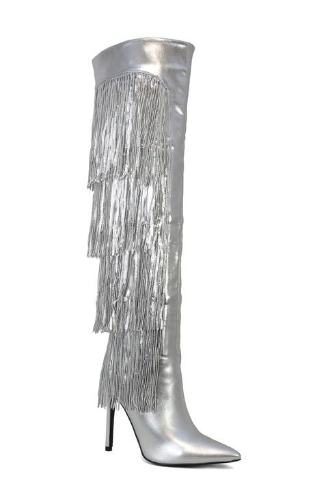 Nayla Sequin Fringe Knee High Boot (Women)