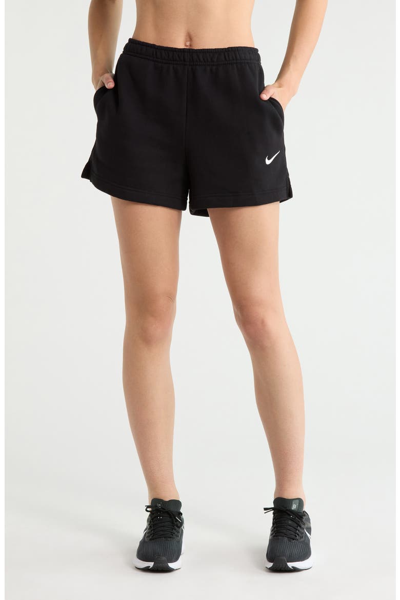 Sportswear Mid Rise Fleece Shorts, Main, color, 010 BLACK/SAIL