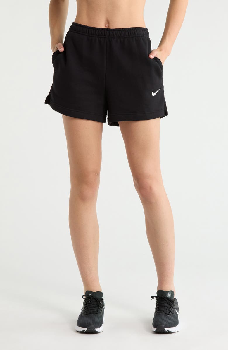 Nike Sportswear Mid Rise Fleece Shorts, Main, color, 010 Black/Sail