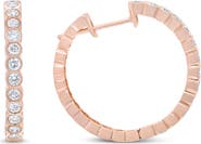 Haus of Brilliance 18K Rose Gold 1 Cttw Round Bezel-Set Diamond Hoop Earrings