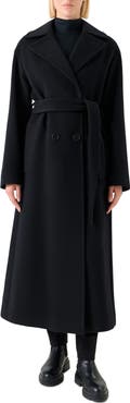 Akris punto Double Breasted Belted Wool Blend Coat