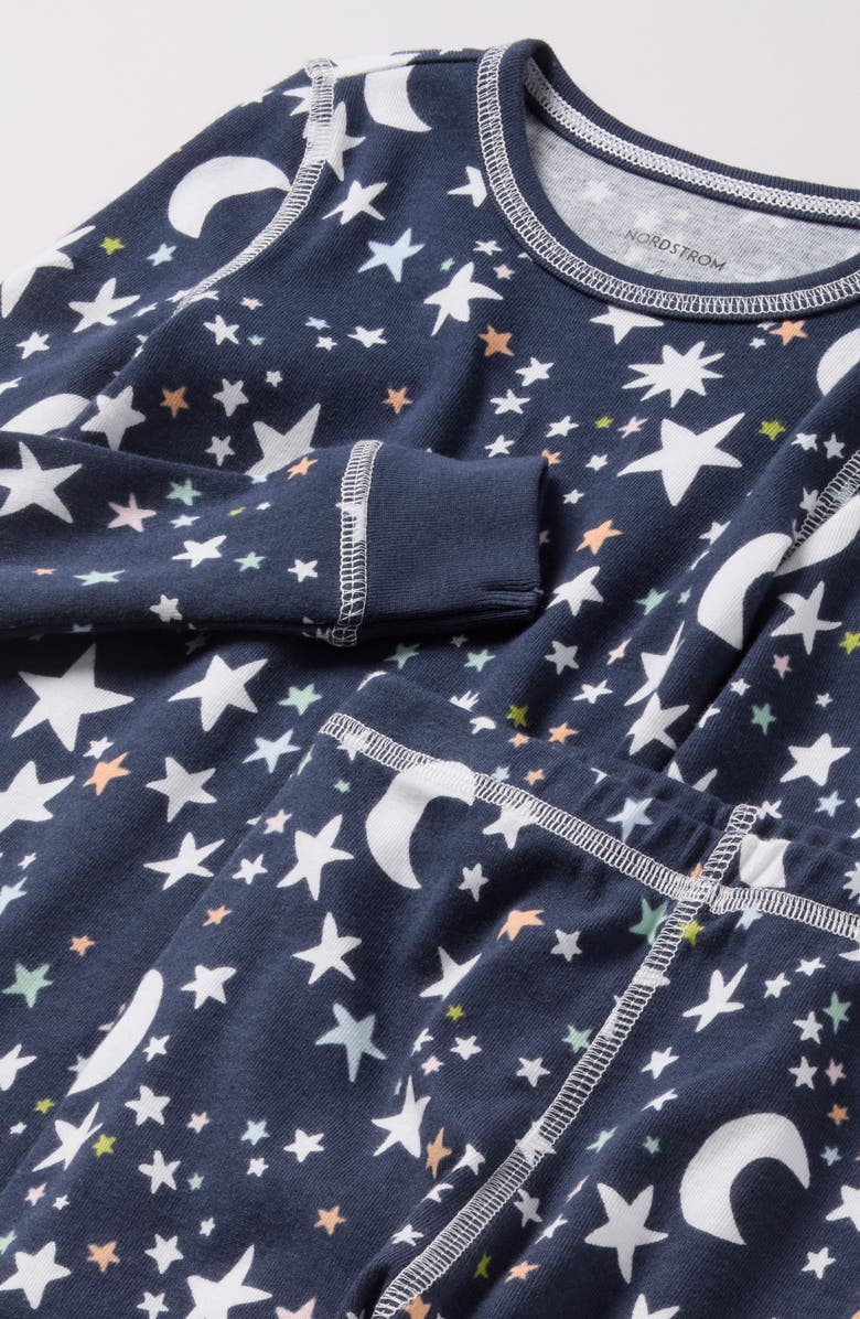 Nordstrom Kids' Glow in the Dark Fitted Two-Piece Pajamas, Alternate, color, Navy Nighttime Glow