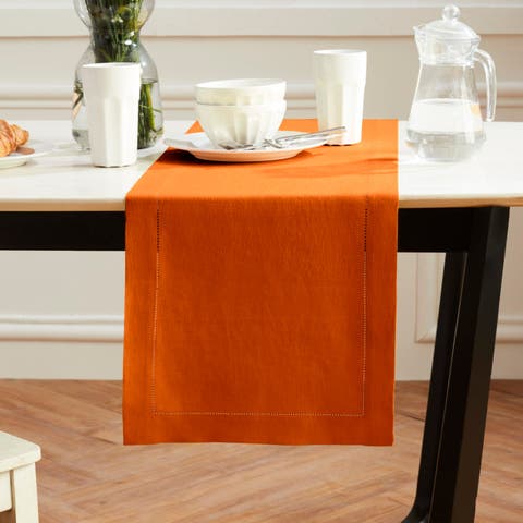 Linen Table Runner for Dining Table, Holiday and Everyday Table Decor - Sonoma Hemstitch