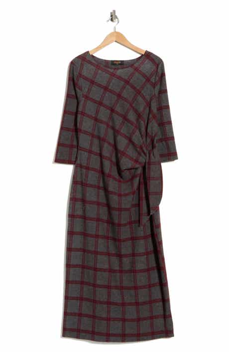 Renee C Plaid Boat Neck Maxi Dress