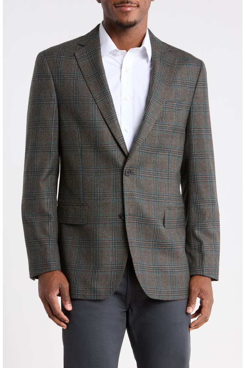 Check Wool Sport Coat, Main, color, OLIVE TEAL CHECK