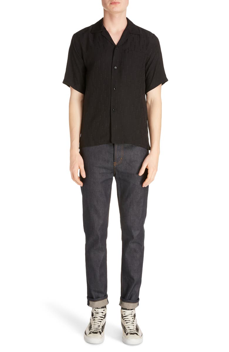 Saint Laurent Silk Button-Up Camp Shirt, Alternate, color, 