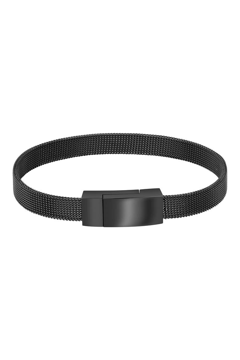 Men's Stainless Steel Mesh Chain Bracelet, Alternate, color, BLACK