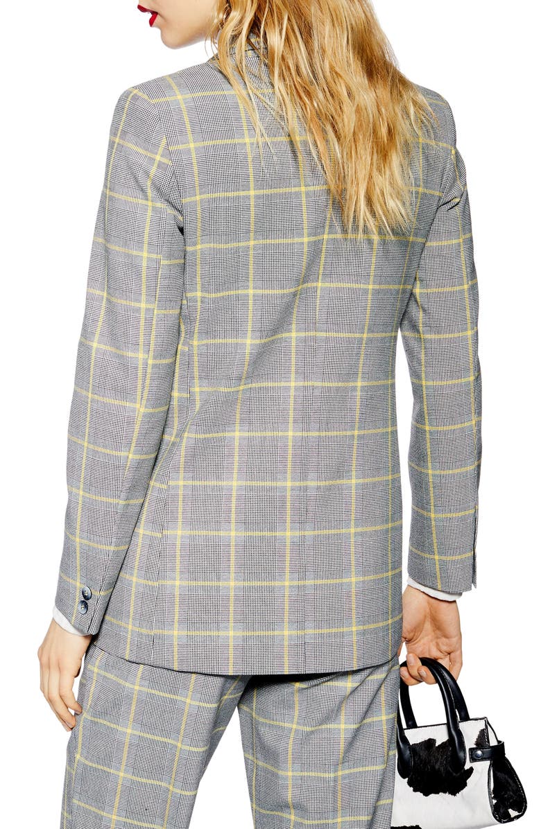 Topshop Windowpane Check Suit Jacket, Alternate, color,