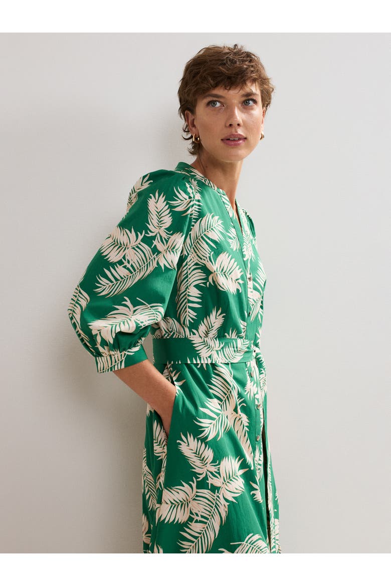 Louisa Mandarin Collar Midi Shirt Dress, Alternate, color, Green