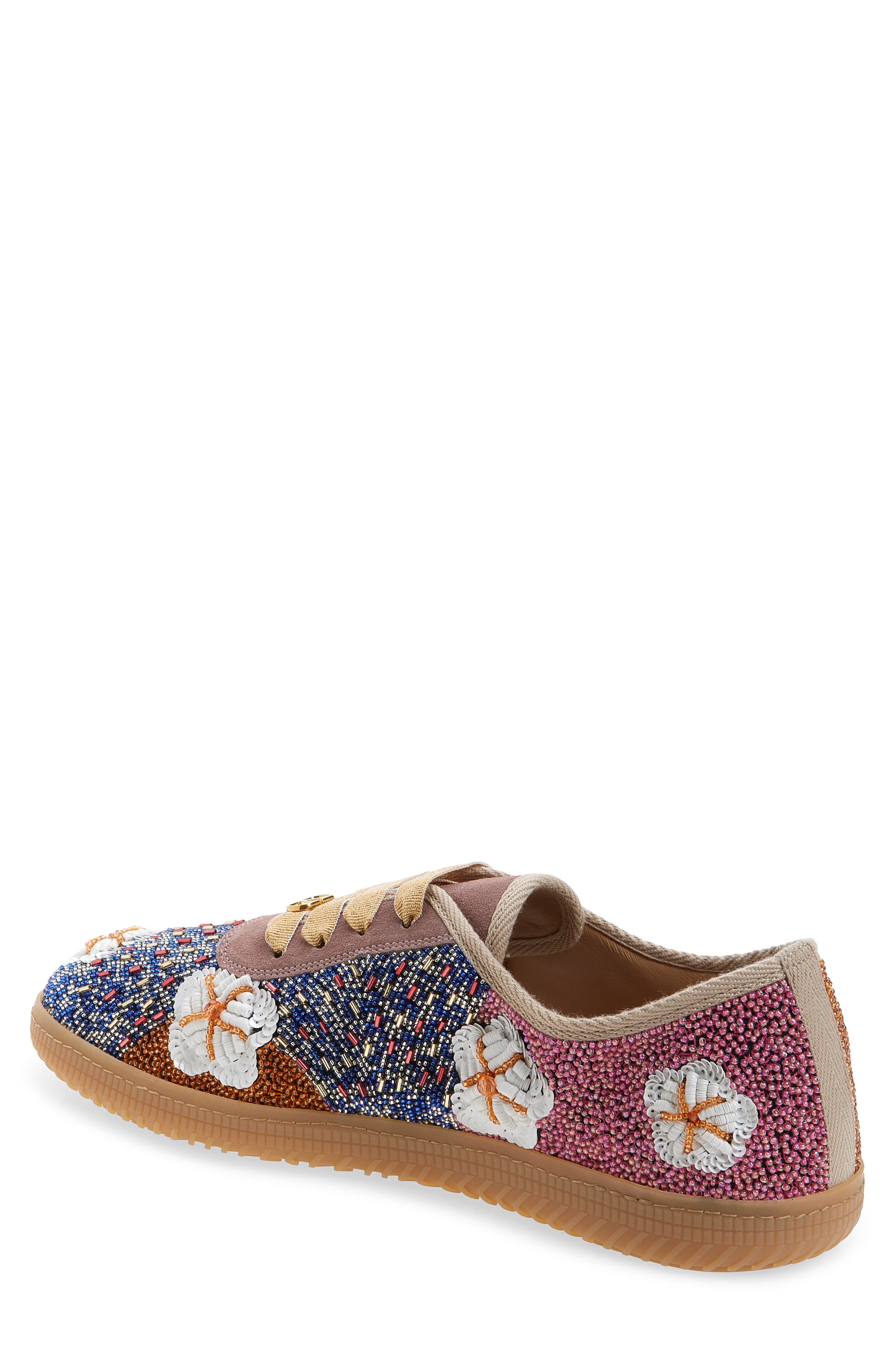 Valentino Garavani Cosmatesque Sequins & Floral Embroidery Sneaker, Alternate, color, Blue Multi