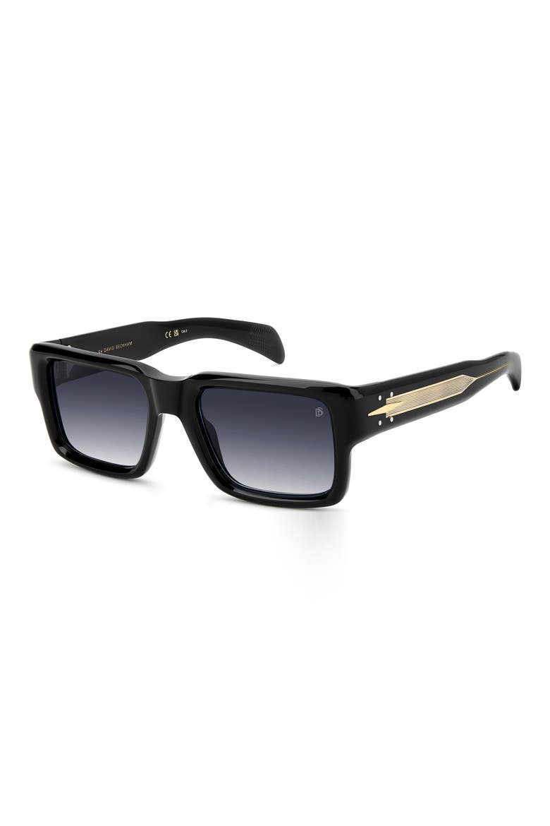 53mm Rectangular Sunglasses, Alternate, color, BLACK GOLD/ DK BLUE SF