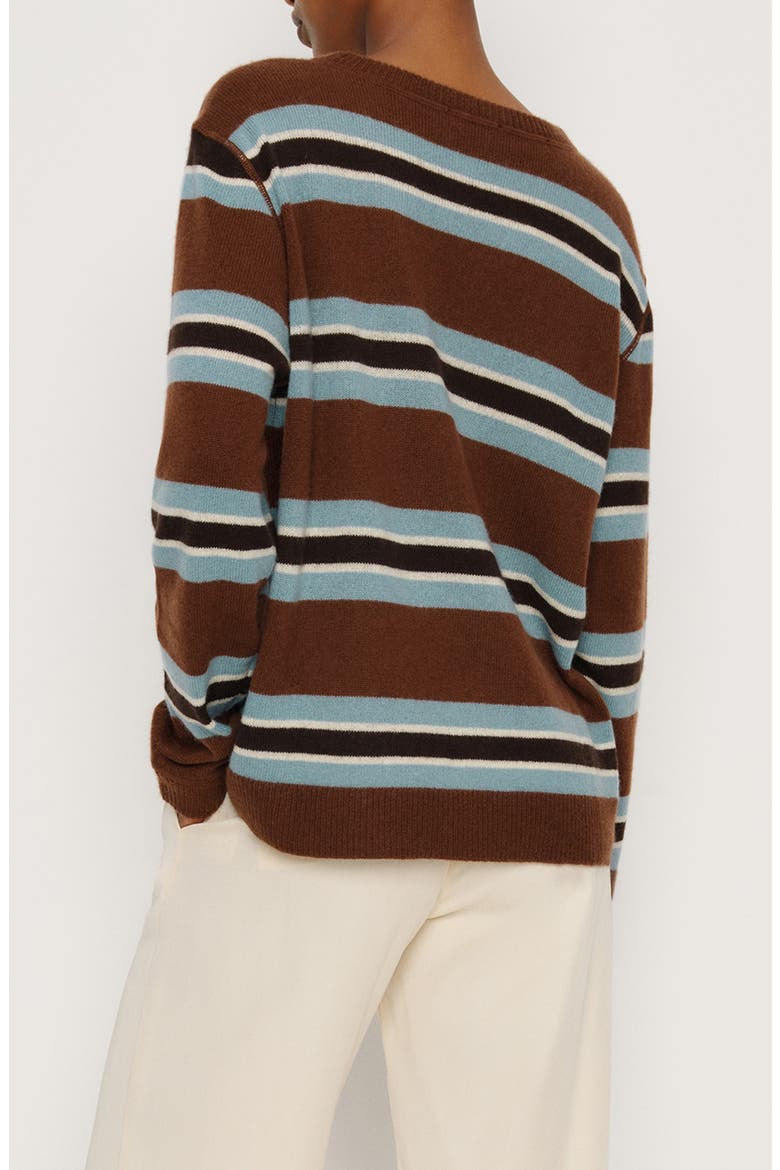 Cashmere Boyfriend Sweater, Alternate, color, CHOCOLATE CAKE MULTI STRIPE