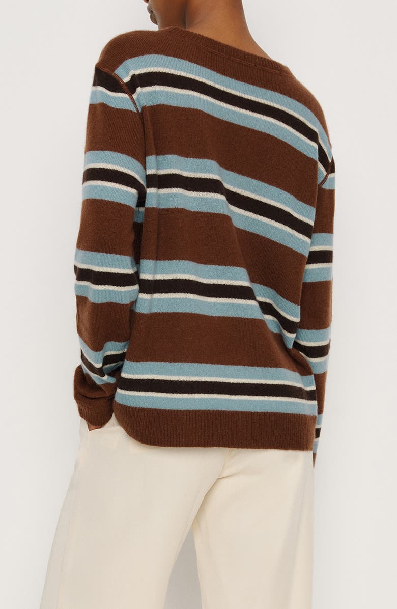 Reformation Cashmere Boyfriend Sweater, Alternate, color, Chocolate Cake Multi Stripe