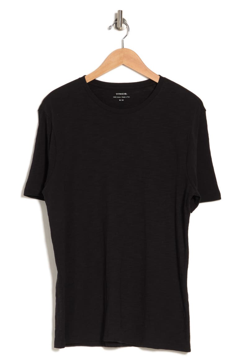 Short Sleeve Slub Crewneck T-Shirt, Alternate, color, BLACK