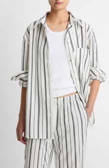 Stripe Oversize Button-Up Shirt