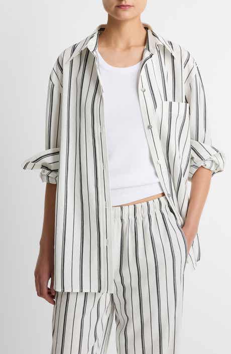Stripe Oversize Button-Up Shirt