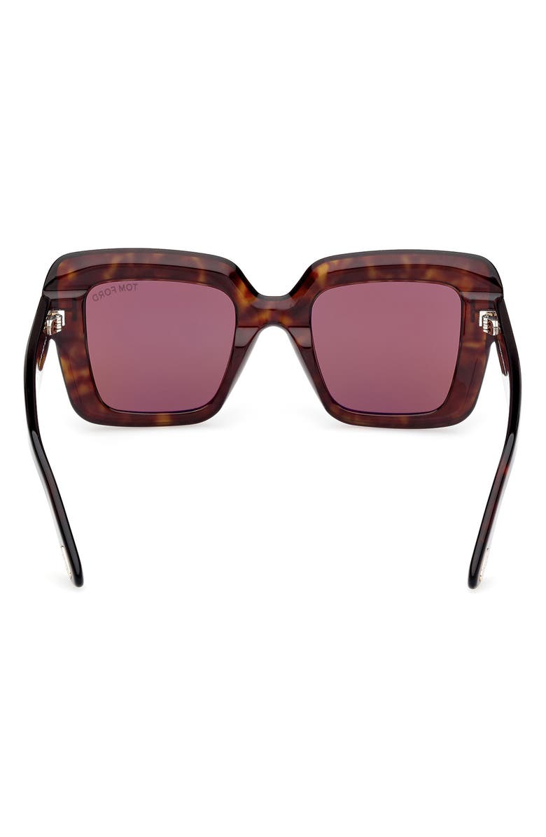 TOM FORD 52mm Square Sunglasses, Alternate, color, Dark Havana / Roviex