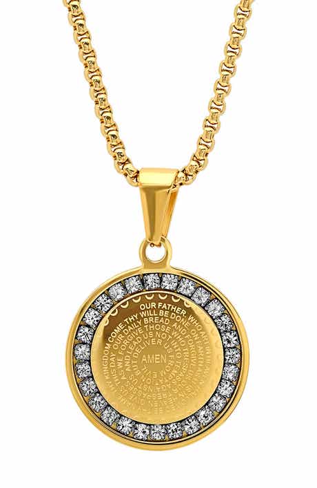 18k Gold Plated Lord's Prayer Pendant Necklace