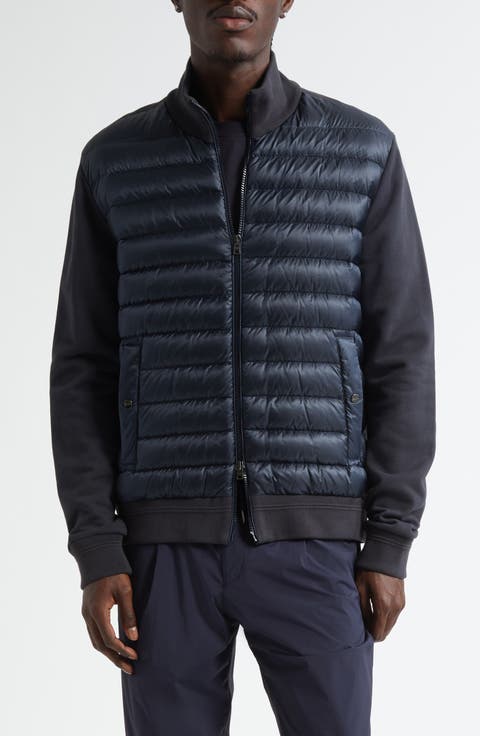 Cotton Knit & Quilted Down Jacket