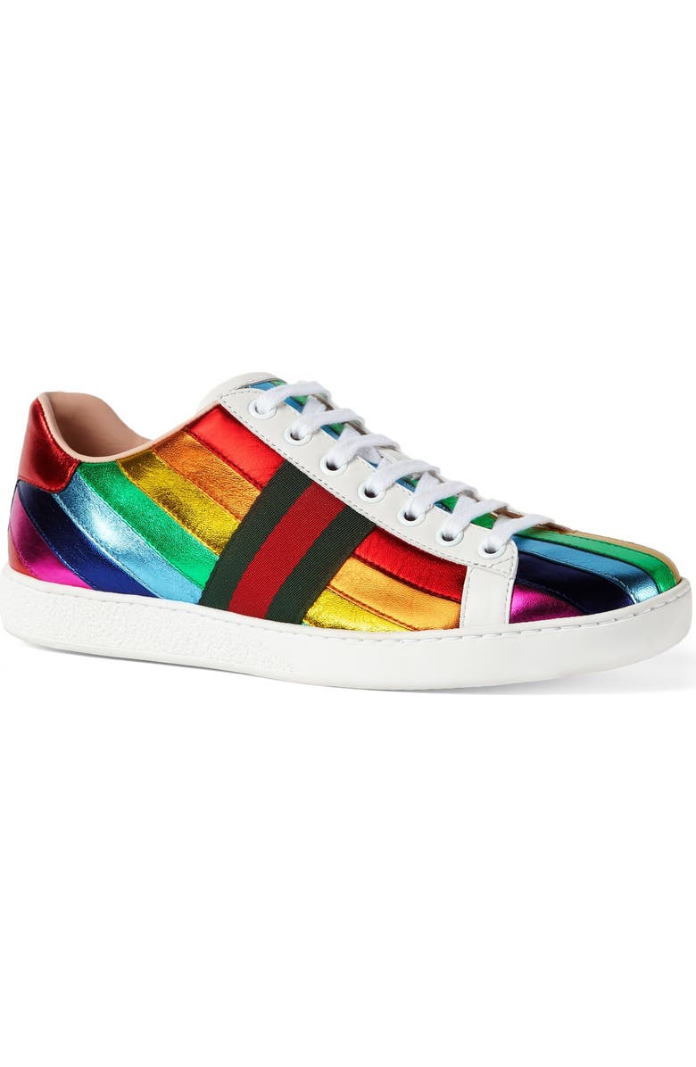 Gucci New Ace Rainbow Sneaker, Alternate, color,