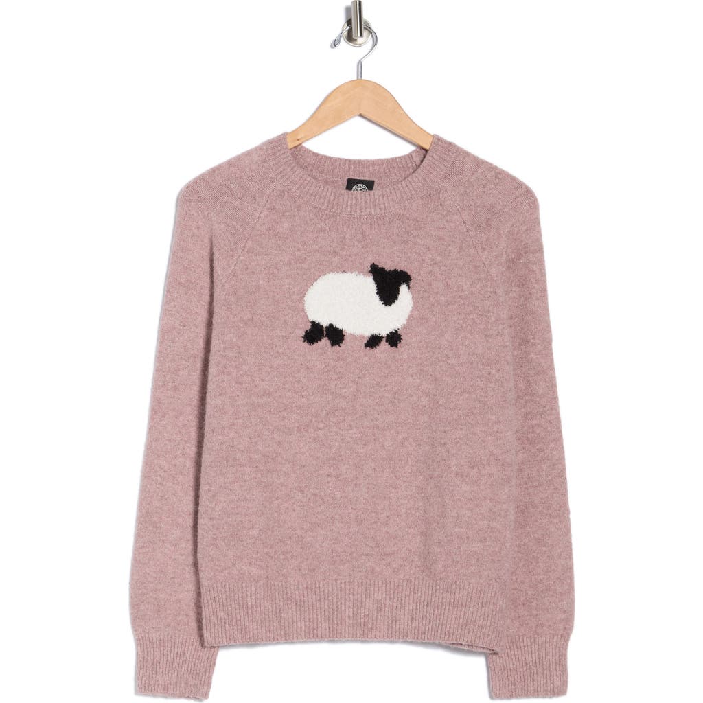 Bobeau Fluffy Sheep Sweater In Animal Print