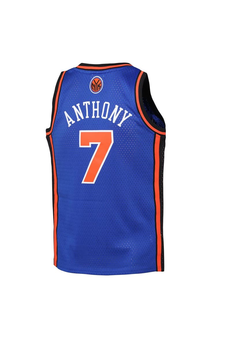 Youth Mitchell & Ness Carmelo Anthony Blue New York Knicks 2010/11 Hardwood Classics Swingman Jersey, Alternate, color, Blue