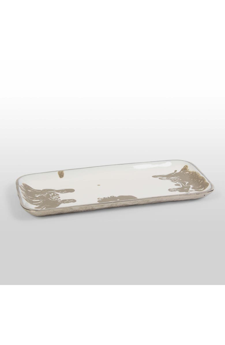 Lunares Dansbury Rectangle Tray, Main, color, Silver