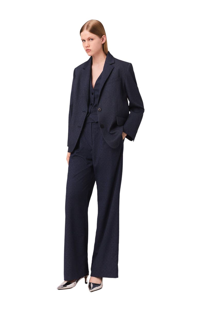 maje Structured rhinestone suit blazer, Main, color, Blue