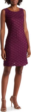 Nina Leonard Sparkle Lattice Sheath Dress