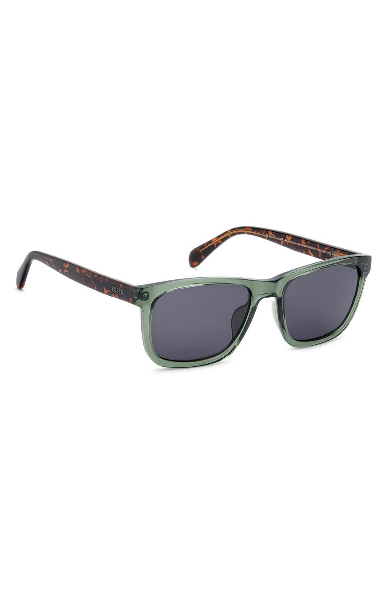 Fossil 56mm Rectangular Sunglasses, Alternate, color, Crystal Green/ Grey