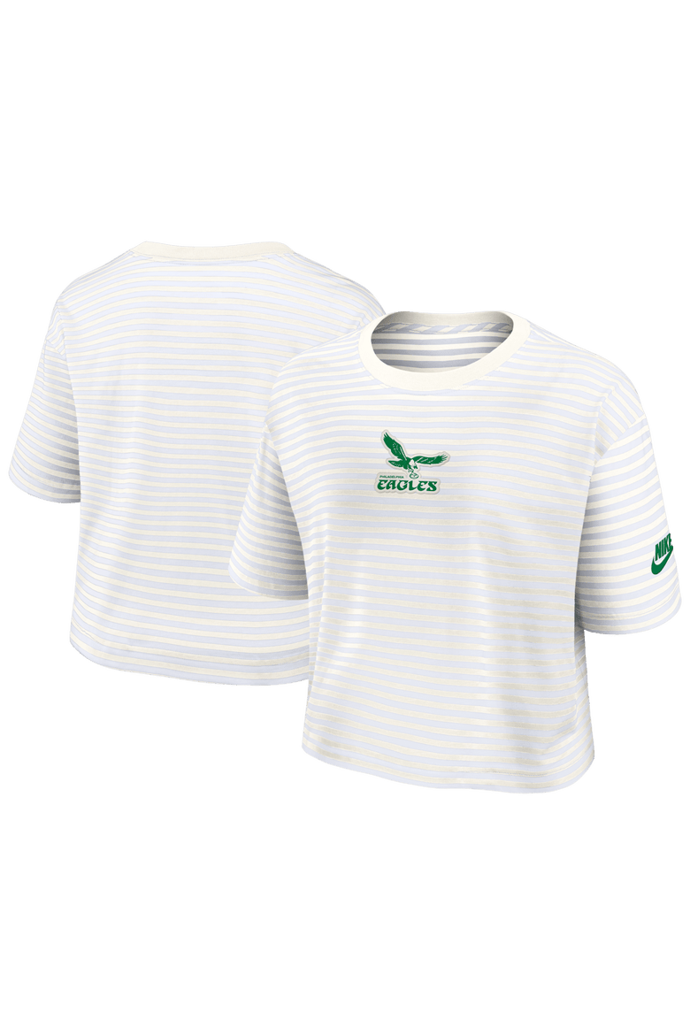 Women's Nike Yellow/Cream Philadelphia Eagles Striped Cropped T-Shirt, Main, color, Yellow