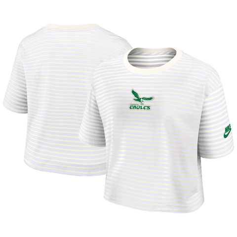 Women's Nike Yellow/Cream Philadelphia Eagles Striped Cropped T-Shirt