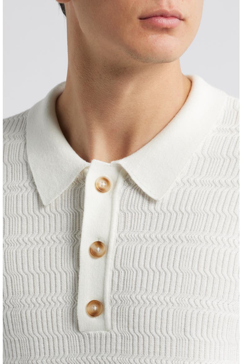 Nathan Cotton Blend Polo Sweater, Alternate, color, WHITE
