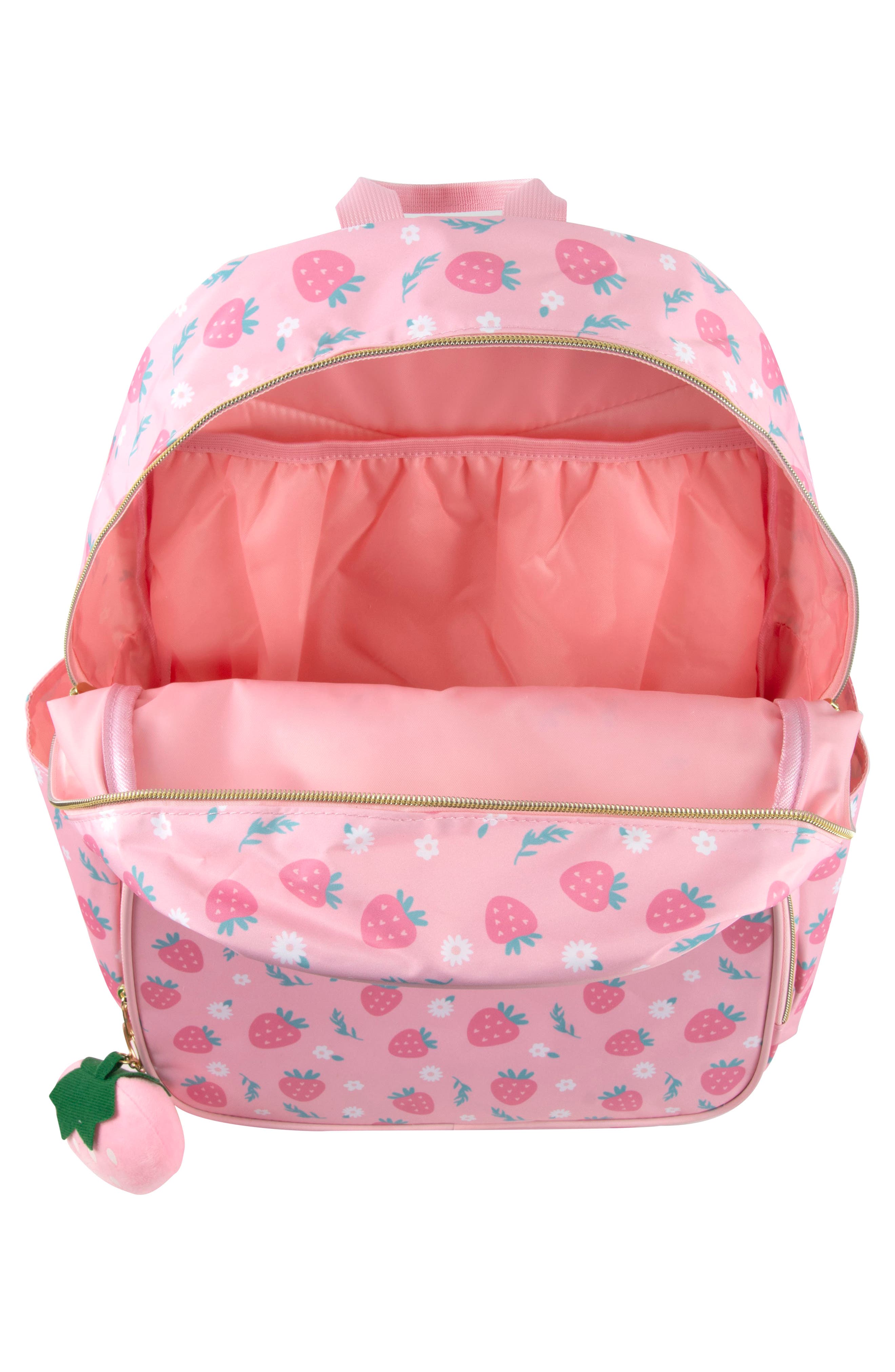 Jessica Simpson Strawberry Print Nylon Backpack, Alternate, color, Pink