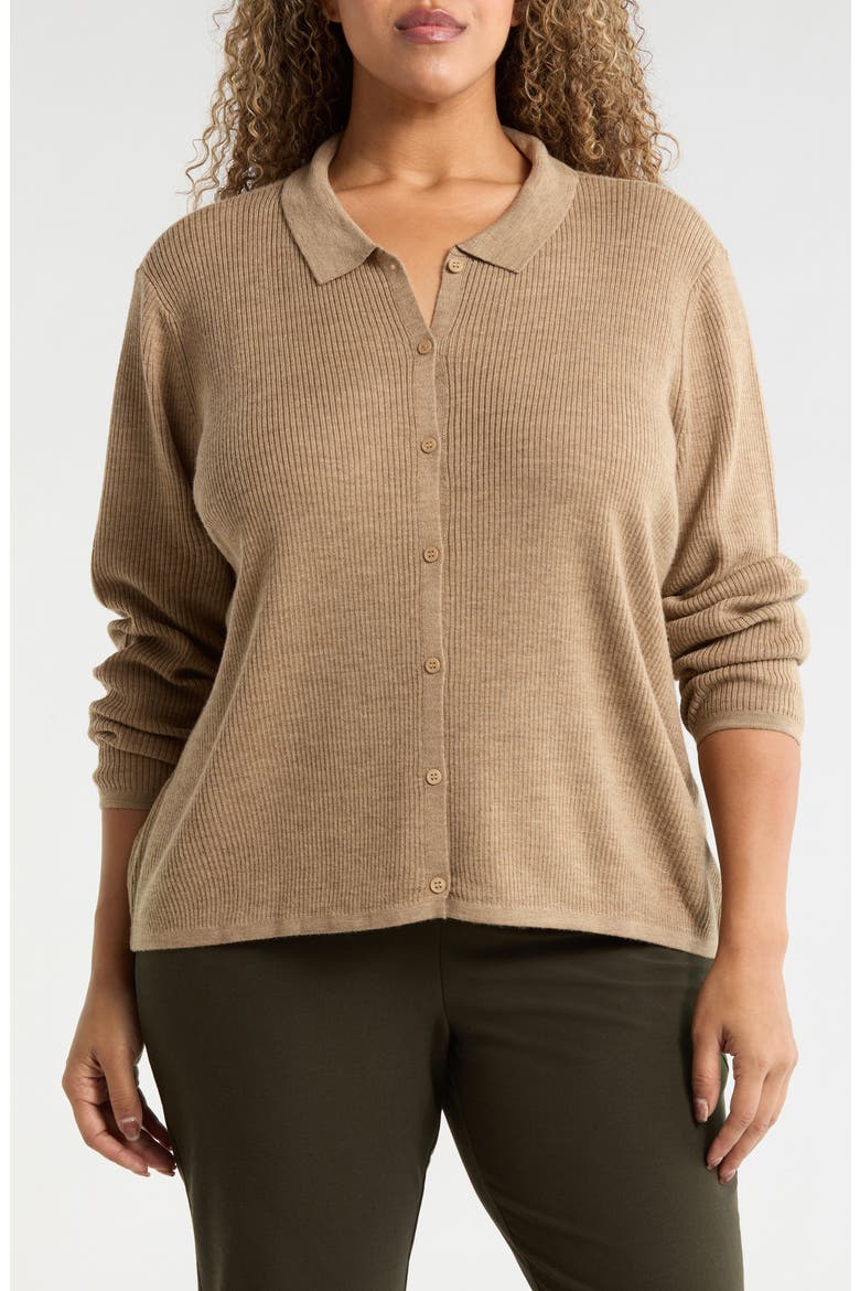 Merino Wool Cardigan, Main, color, BISCUIT