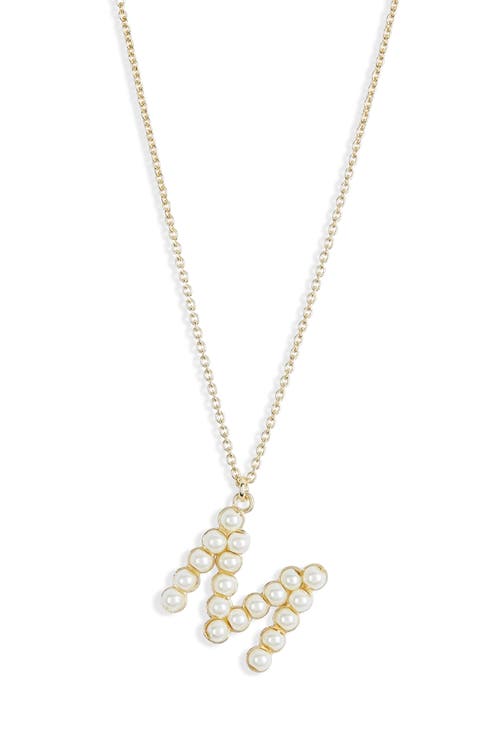 Imitation Pearl Initial Pendant Necklace