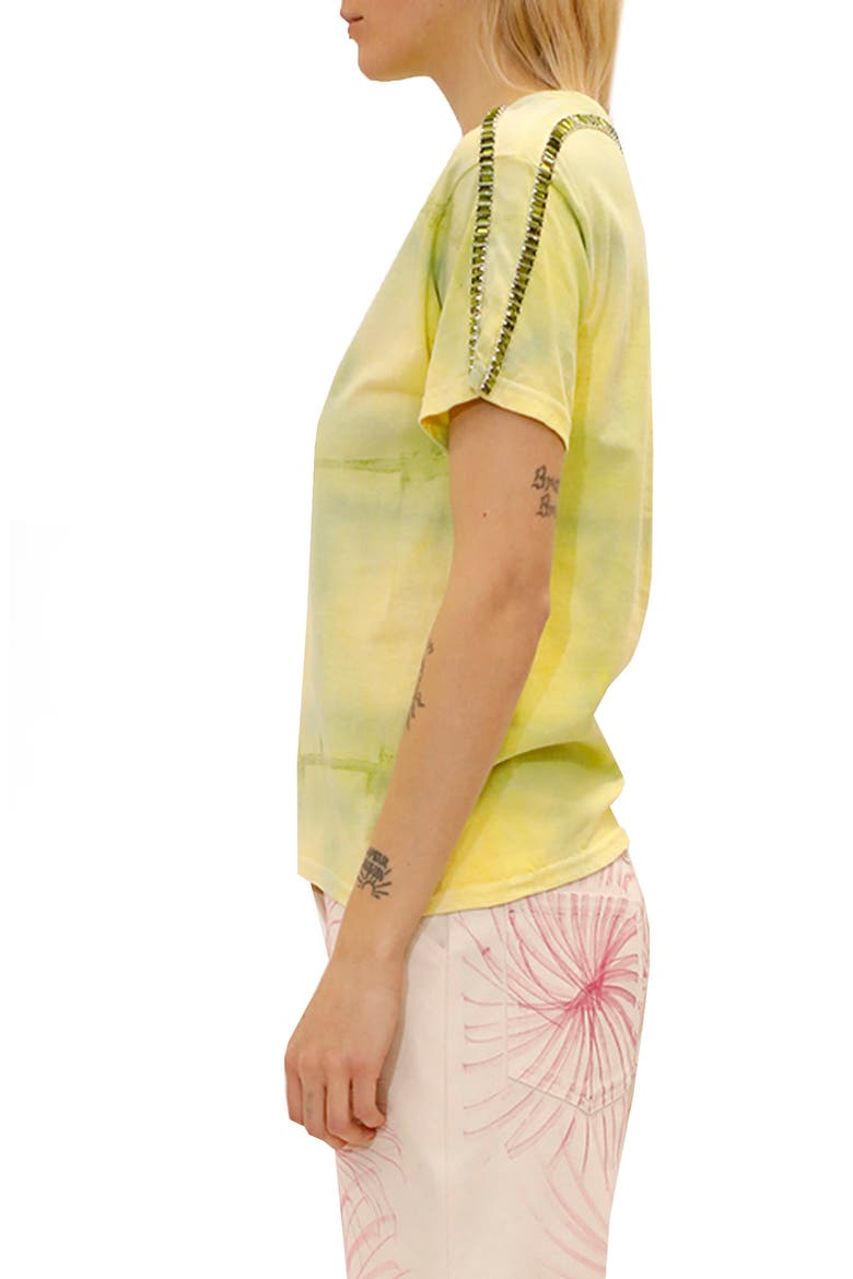 Sporty Spice Embellished Mixed Print T-Shirt, Alternate, color, LIME GRID