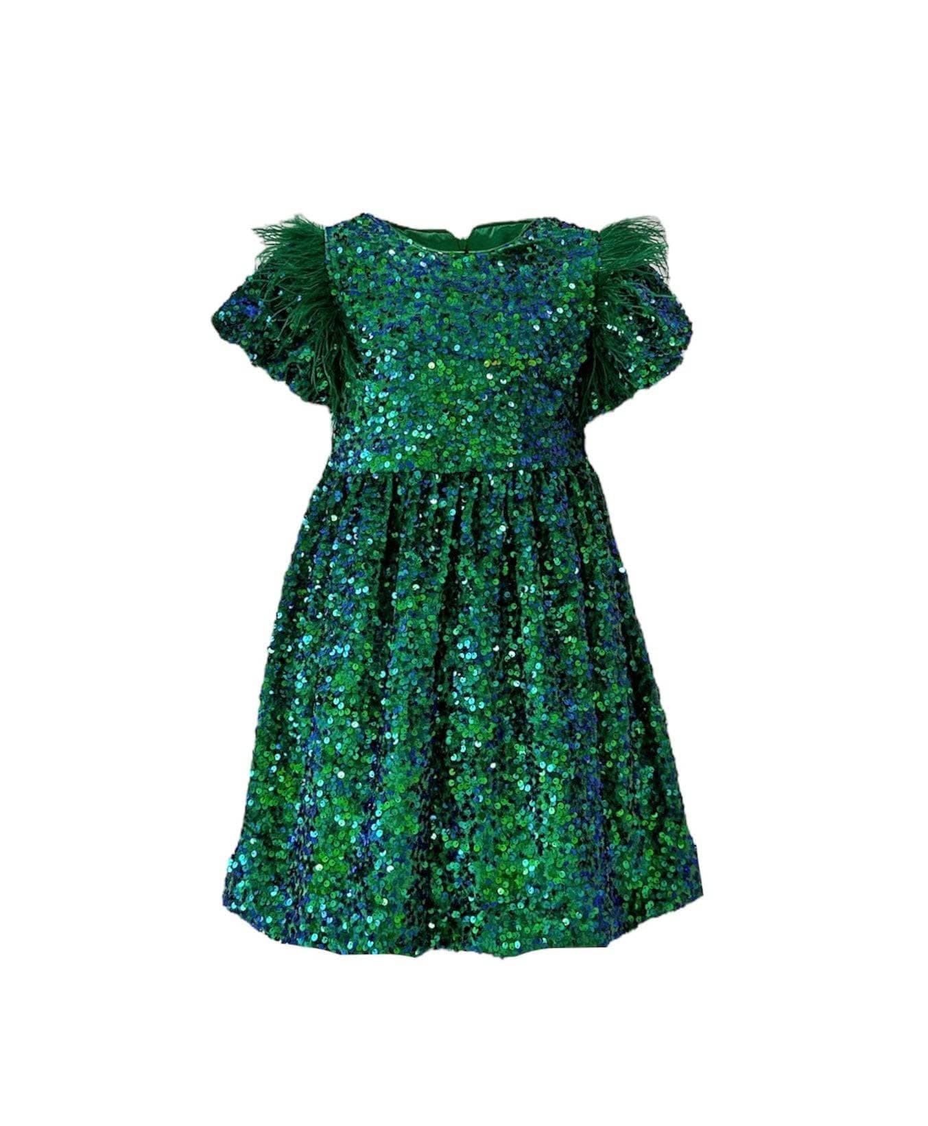 Lola + The Boys Shimmer Party Dress in Emerald 