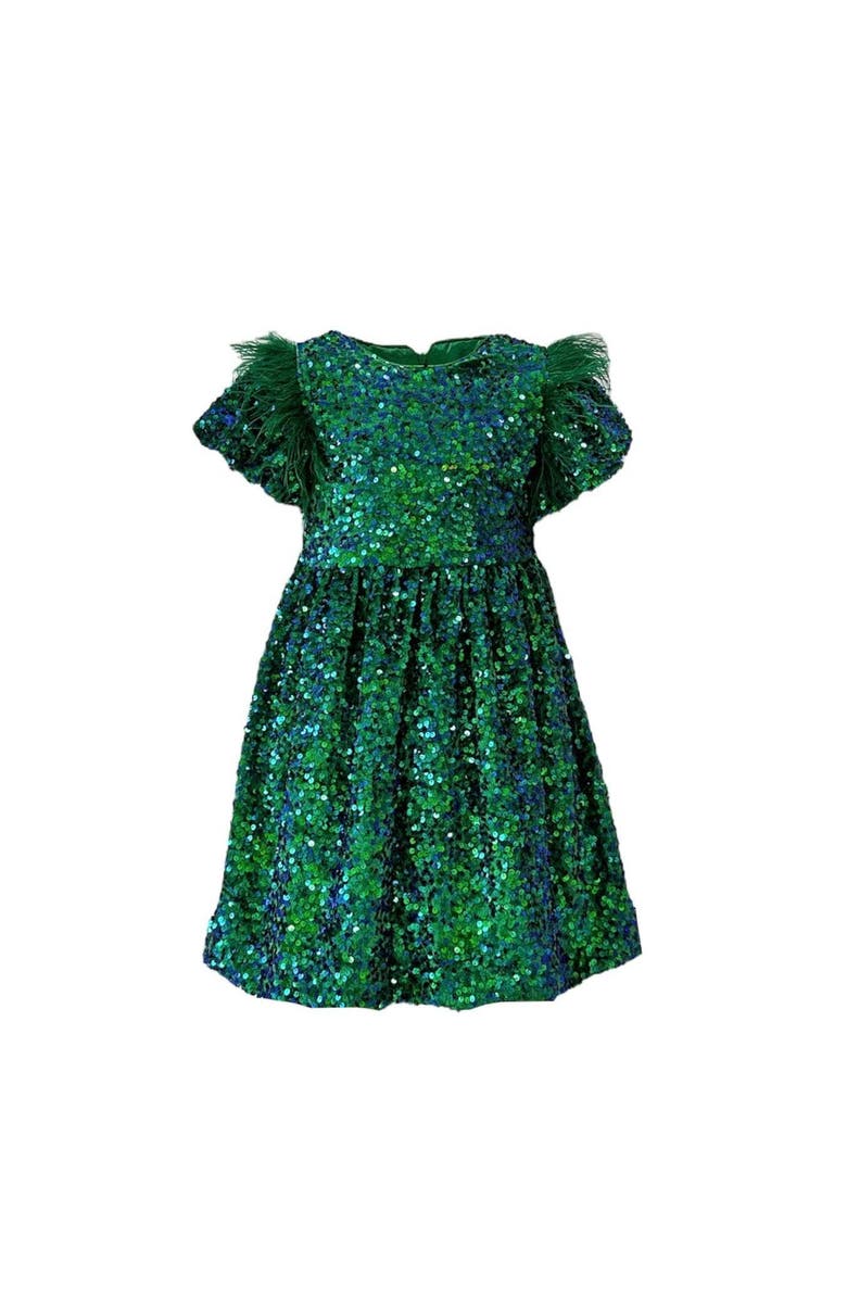 Lola + The Boys Shimmer Party Dress, Main, color, Emerald