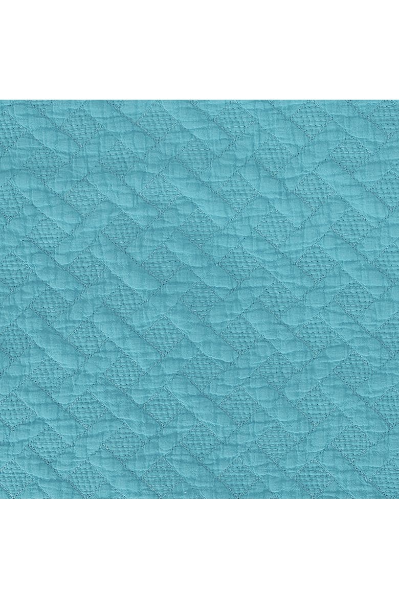 Basketweave Cotton Quilt Set  - Reversible and Machine Washable, Alternate, color, Blue