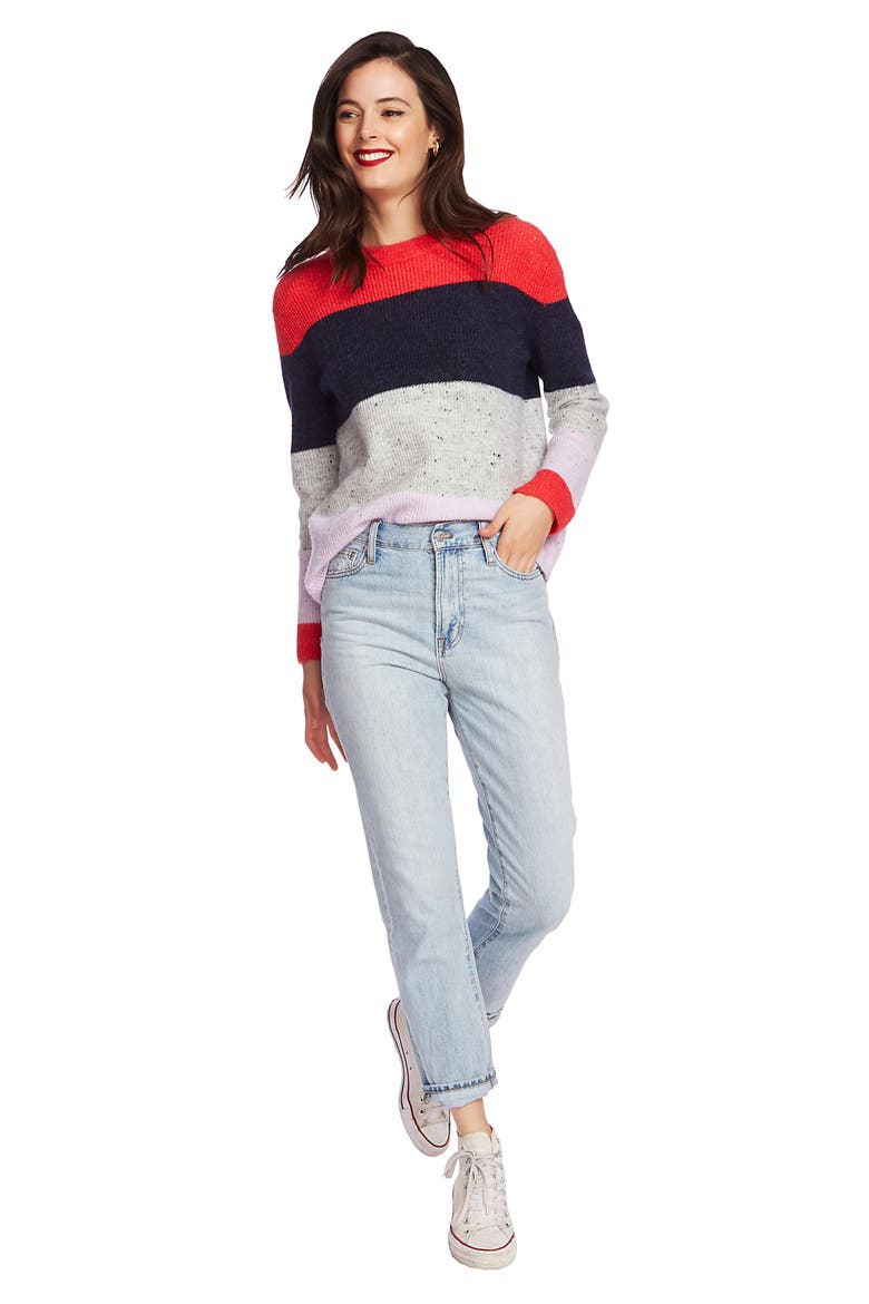 Colorblock Sweater, Alternate, color, BRIGHT ROUGE