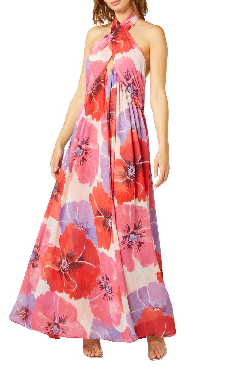 MISA Los Angeles Alexandra Metallic Floral Print Maxi Dress, Alternate, color, 