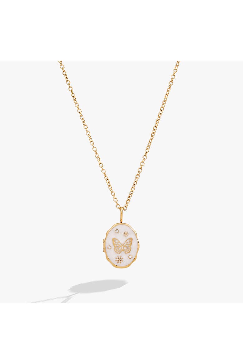 Filigree Butterfly Locket Pendant Necklace, Main, color, Gold