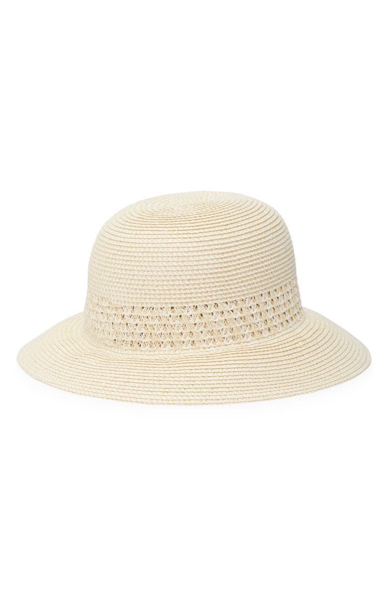 Nine West Woven Cloche Hat, Alternate, color, Ivory Combo