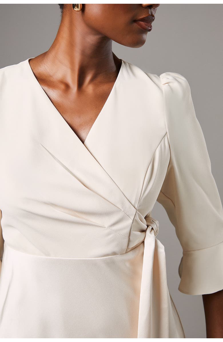 Coast Ruffle Sleeve Satin Wrap Dress, Alternate, color, Champagne