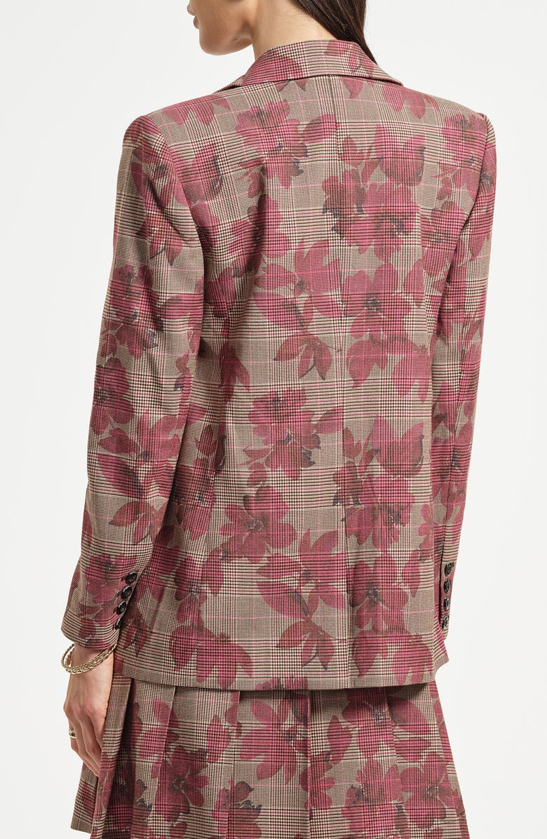 Isaac Mizrahi New York Floral Plaid Blazer, Alternate, color, Taupe Plaid Floral